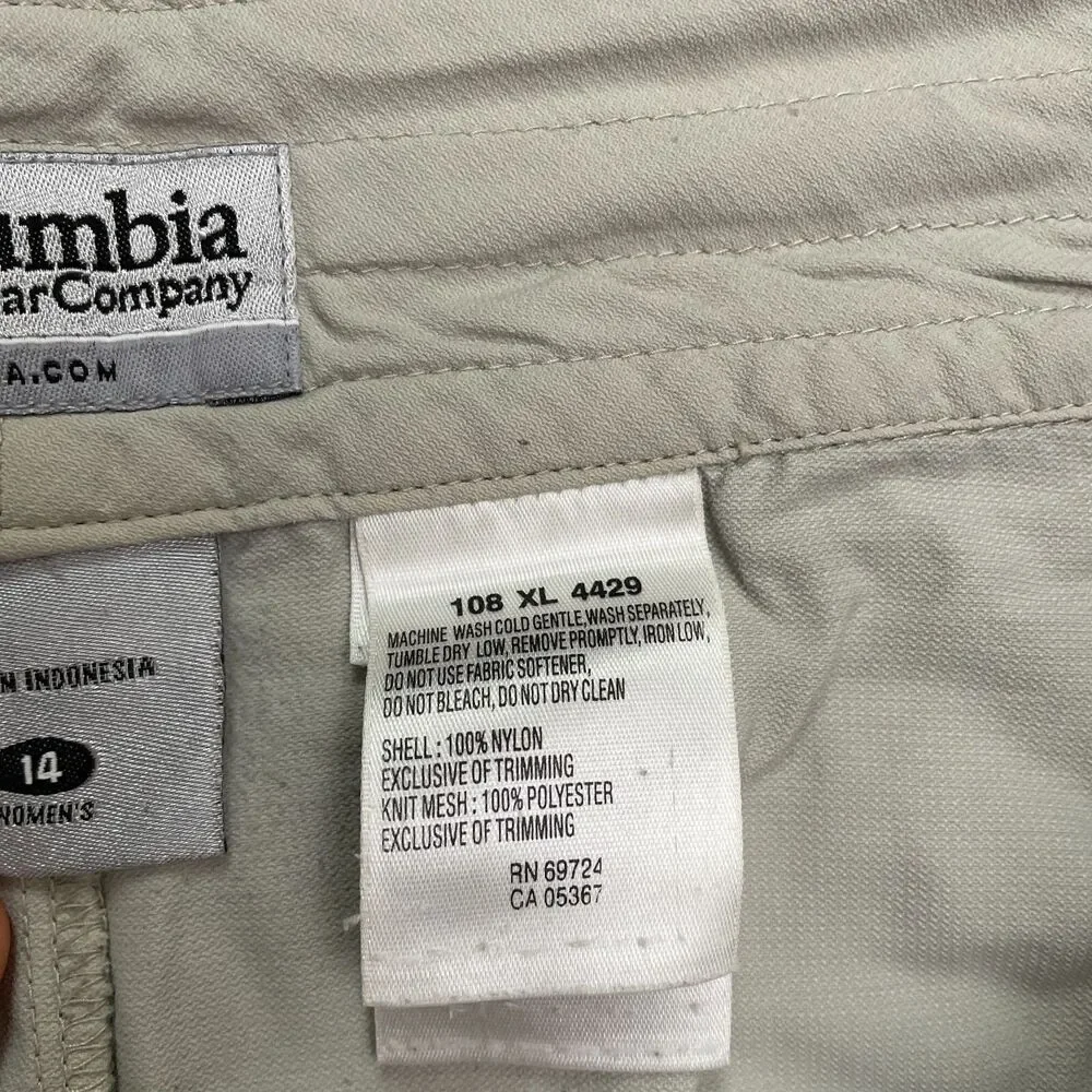 Columbia Titanium Mini Skort Skirt Womens 14 Beige Nylon Pockets Outdoor Casual